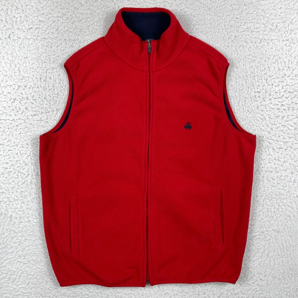 Brooks Brothers Vest Mens XL Red Fleece 346 Full Zip Logo Preppy Gorpcore